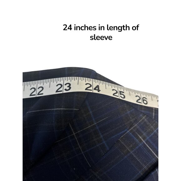 M.M. Lafleur Virgin Wool Plaid Blazer – Navy/Gray, Size 10 - Picture 12 of 12